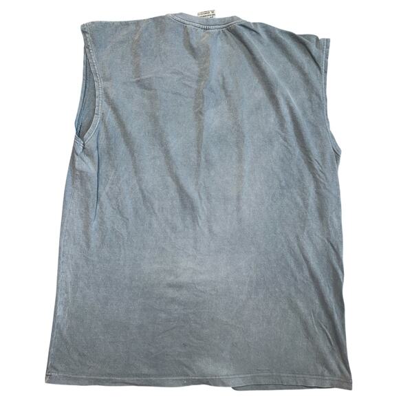 Vtg Tribe Steel Blue Salty Vibes Pompano Beach Muscle Tee Shirt Men's Size 2XL - Picture 2 of 5